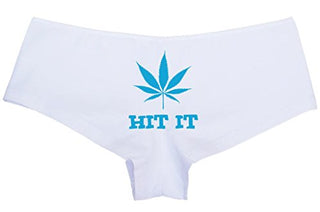 Hit It Pot Leaf - White Boyshort