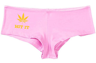 Hit It Pot Leaf - Pink Boyshort