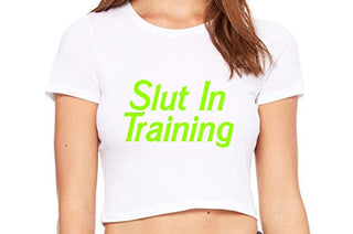Slut in Training - White Crop Top