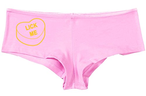 Kanughty Knickers Women's Lick Me Valentines Candy Heart Funny Sexy Boyshort Soft Pink