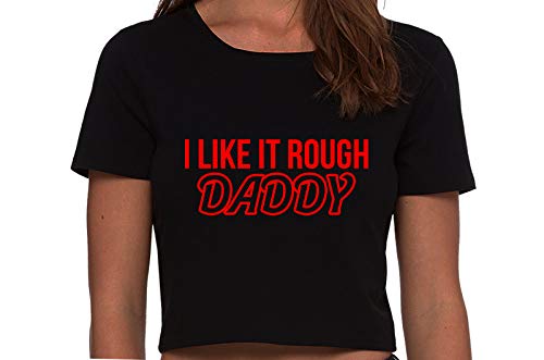 Knaughty Knickers I Like It Rough Daddy Spank Dominate Black Cropped Tank Top
