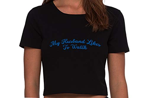 Knaughty Knickers My Husband Likes To Watch Swinger Black Cropped Tank Top