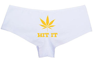 Hit It Pot Leaf - White Boyshort