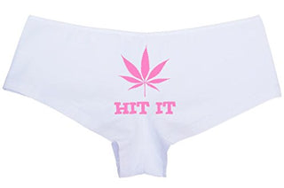 Hit It Pot Leaf - White Boyshort