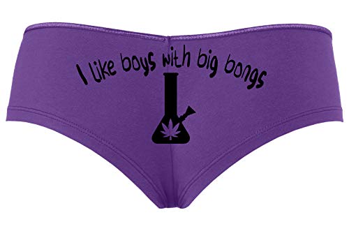 Knaughty Knickers I Like Boys With Big Bongs Pot Weed Slutty Purple Boyshort