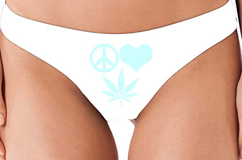 Knaughty Knickers Peace Love Pot Rave Festival wear Stoner Weed White Thong hot