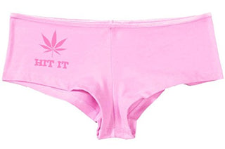 Hit It Pot Leaf - Pink Boyshort