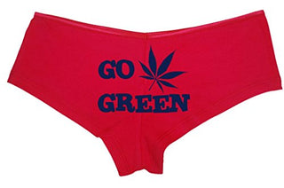 Go Green Pot Leaf - Red Boyshort