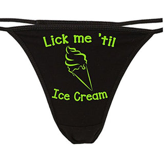 Lick Me Till Ice Cream - Black String Thong