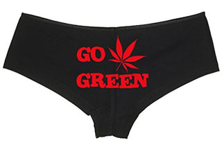 Go Green Pot Leaf - Black Boyshort
