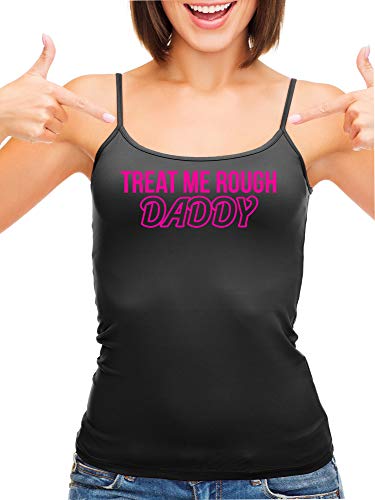 Knaughty Knickers Treat Me Rough Daddy Spank Dominate Black Camisole Tank Top
