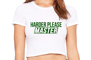 Harder Please Master - White Crop Top