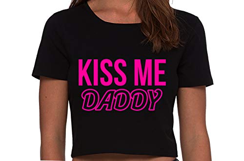 Knaughty Knickers Kiss Me Daddy Snuggle BabyGirl Master Black Cropped Tank Top