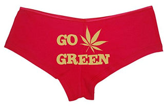 Go Green Pot Leaf - Red Boyshort