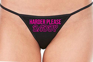 Harder Please Daddy - Black String Thong