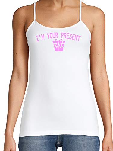 Knaughty Knickers I AM YOUR PRESENT IM I WILL BE GIFT White Camisole Tank Top