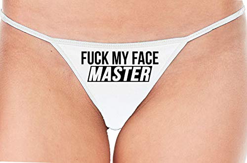 Knaughty Knickers Fuck My Face Master Oral Deepthroat White String Thong Panty