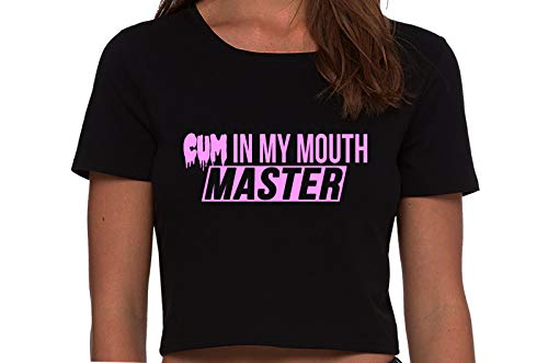 Knaughty Knickers Cum In My Mouth Master Blow Job Slut Black Cropped Tank Top