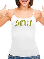 Knaughty Knickers SLUT Gothic Medieval Tatoo Look BDSM White Camisole Tank Top