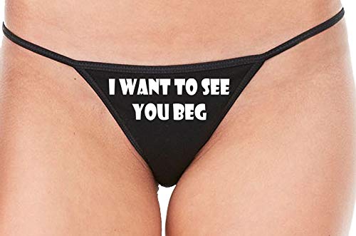 Knaughty Knickers I Want To See You Beg On Your Knees Black String Thong Panty
