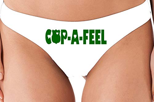 Knaughty Knickers Cop A Feel Police Wife Girlfriend LEO White Thong Underwear