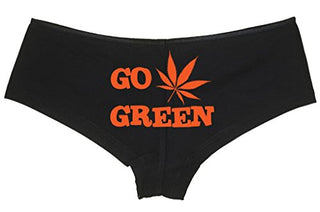 Go Green Pot Leaf - Black Boyshort