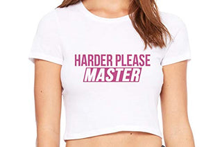 Harder Please Master - White Crop Top