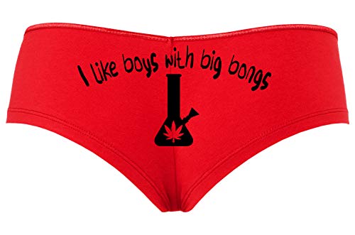 Knaughty Knickers I Like Boys With Big Bongs Pot Weed Slutty Red Boyshort