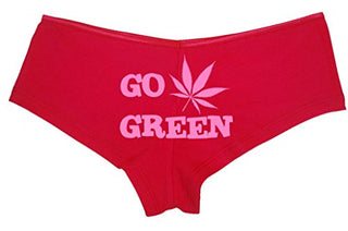 Go Green Pot Leaf - Red Boyshort