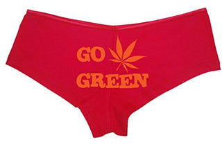 Go Green Pot Leaf - Red Boyshort