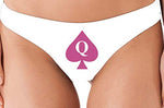 Knaughty Knickers Queen of Spades Logo White Thong Underwear Tattoo BBC QofS qos