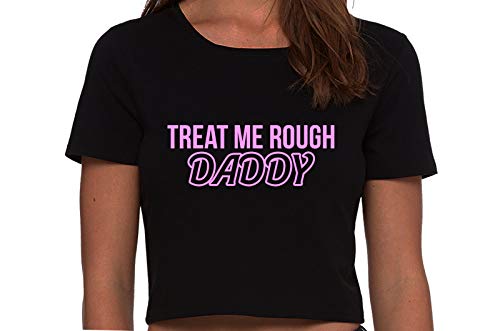 Knaughty Knickers Treat Me Rough Daddy Spank Dominate Black Cropped Tank Top