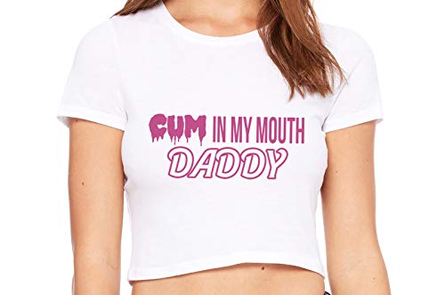 Knaughty Knickers Cum In My Mouth Daddy Oral Blow Job White Crop Tank Top