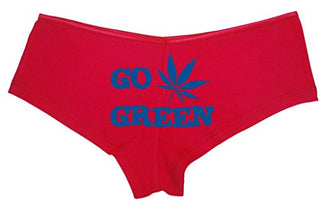 Go Green Pot Leaf - Red Boyshort