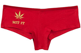 Hit It Pot Leaf - Red Boyshort