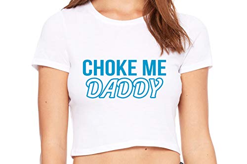 Knaughty Knickers Choke Me Daddy Obedient Submissive White Crop Tank Top