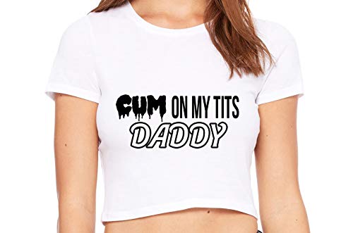 Knaughty Knickers Cum On My Tits Daddy Cum Play Cum Slut White Crop Tank Top