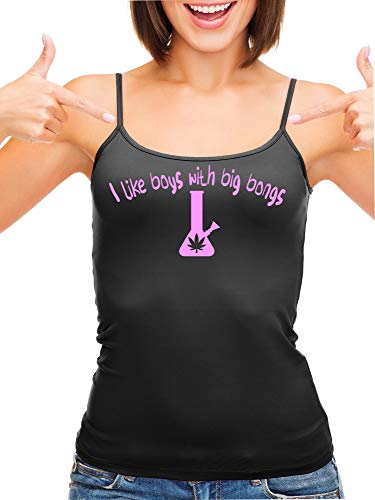 Knaughty Knickers I Like Boys With Big Bongs Pot Weed Black Camisole Tank Top