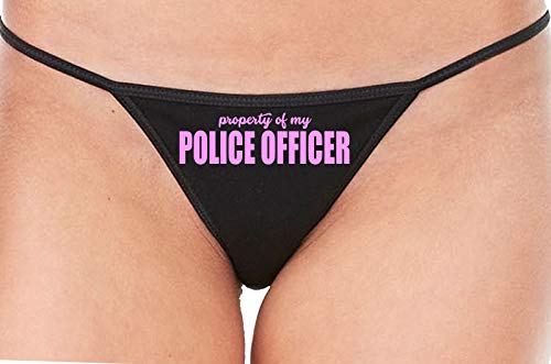 Knaughty Knickers Property of My Police Officer LEO Wife Black String Thong