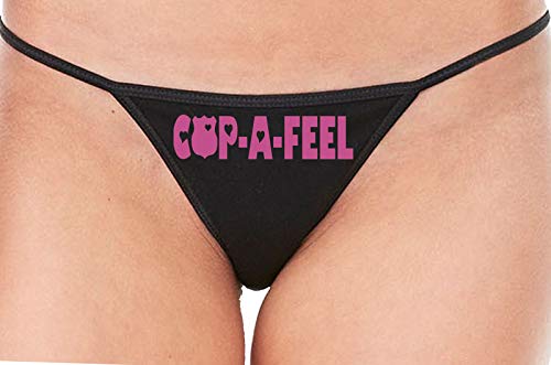 Knaughty Knickers Cop A Feel Police Wife Girlfriend LEO Black String Thong Panty