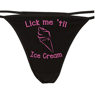 Lick Me Till Ice Cream - Black String Thong