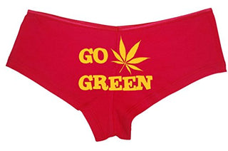 Go Green Pot Leaf - Red Boyshort