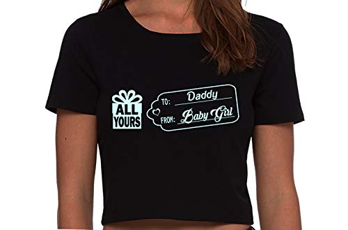 Knaughty Knickers To Daddy From BabyGirl Baby Girl Tag Black Cropped Tank Top