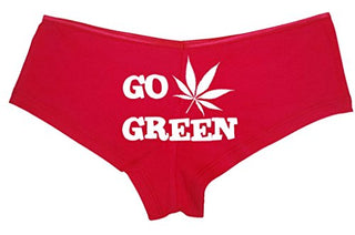 Go Green Pot Leaf - Red Boyshort