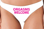 Knaughty Knickers Orgasms Welcome Please Me Pleasure Me White Thong Underwear