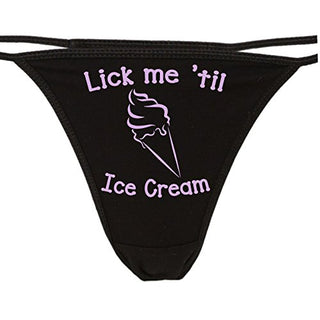 Lick Me Till Ice Cream - Black String Thong