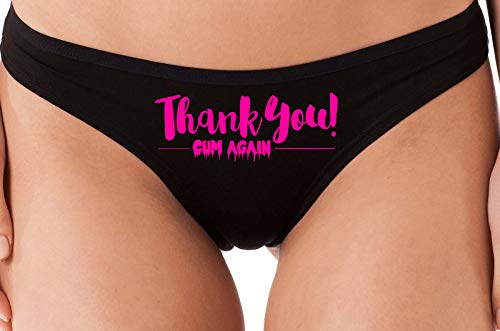 Knaughty Knickers Thank You Cum Again Sexy Flirty Cumslut Black Thong Underwear