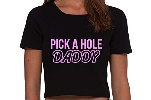 Knaughty Knickers Pick A Hole Any Fuck My Ass Mouth Pussy Black Cropped Tank Top