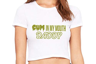 Cum In My Mouth Daddy - White Crop Top