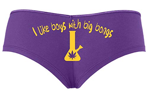 Knaughty Knickers I Like Boys With Big Bongs Pot Weed Slutty Purple Boyshort